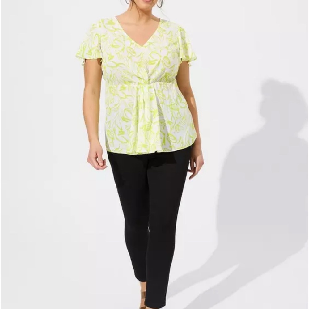 Torrid Georgette Twist Surplice Flutter Sleeve Bl… - image 3